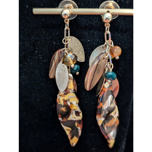 Multi-Leaf Shape Browns Dangle Earrings