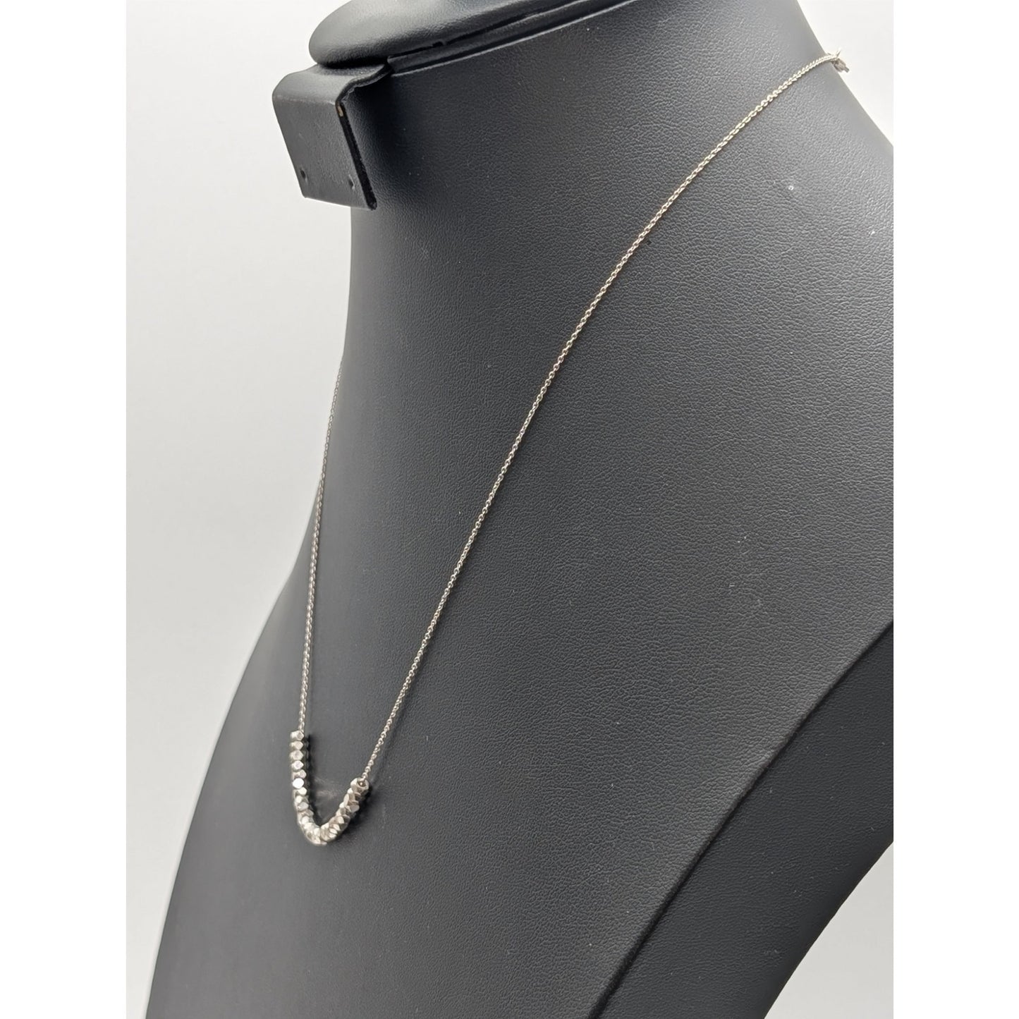 Unmarked Geometric Bead Dainty Silver Tone Chain 17.5"-19.5" Necklace