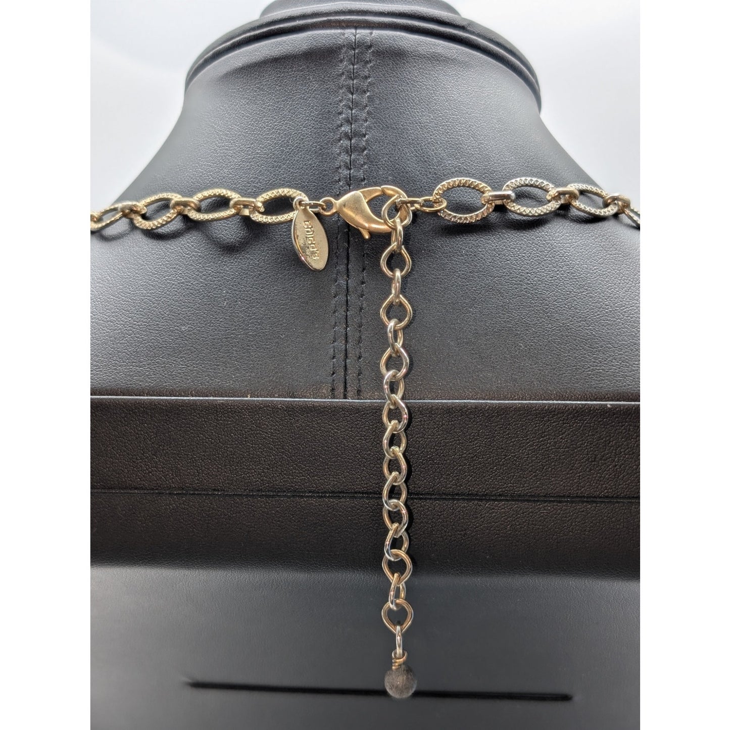 Chico's 35" Goldtone Black Gray Multi Bead Y Necklace