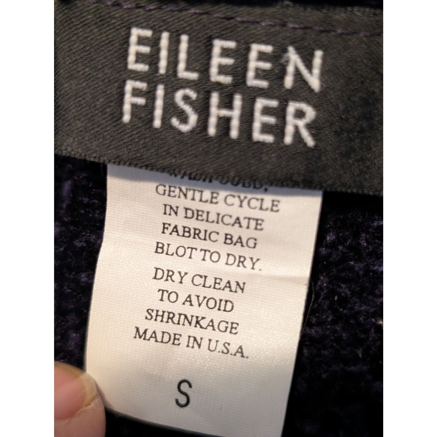 Eileen Fisher Purple Chenille One Button Cardigan Sweater Women's Size S