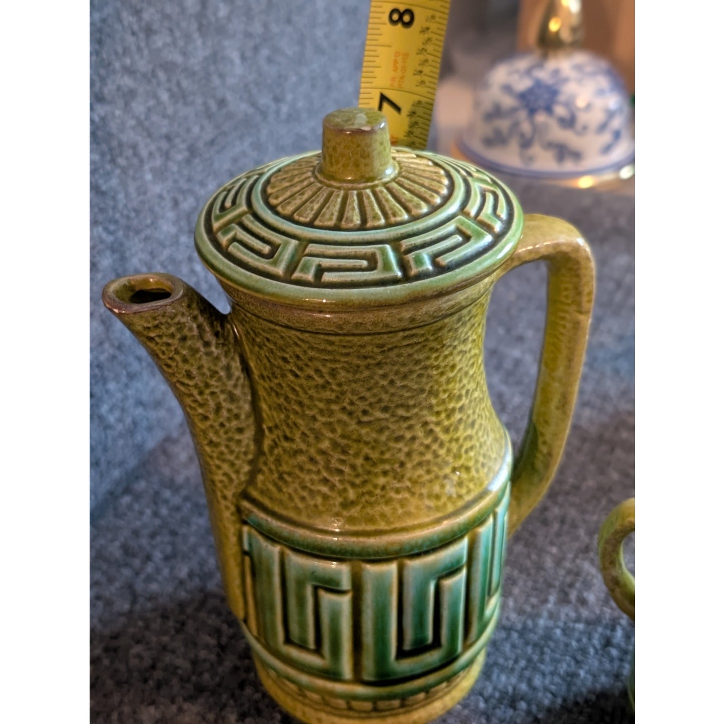 Vintage Royal Sealy Japanese Olive Green Tea Pot Creamer & Mug Set