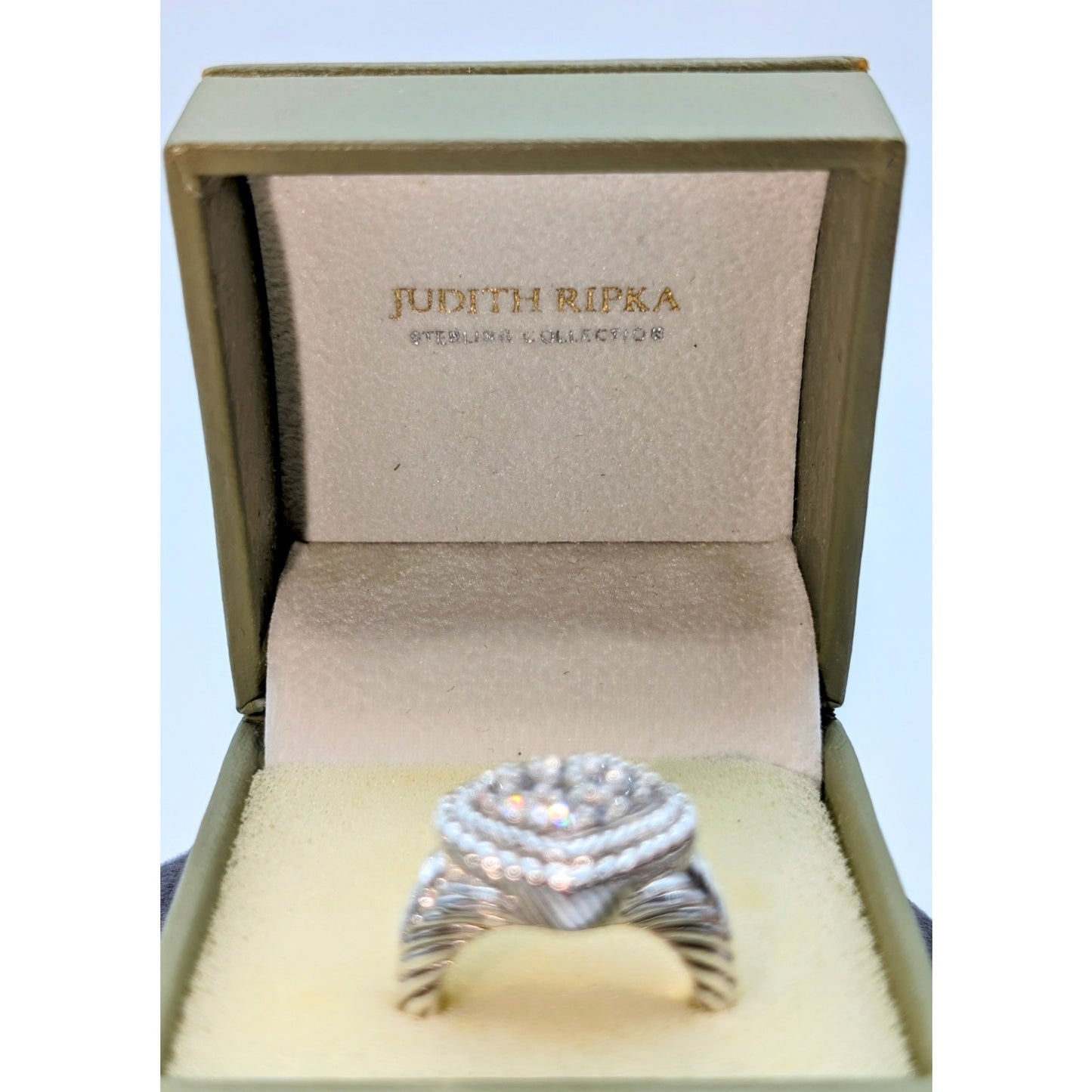 Judith Ripka: Sterling Silver, CZ Heart 9.0 g Ring-Sz. 5.75