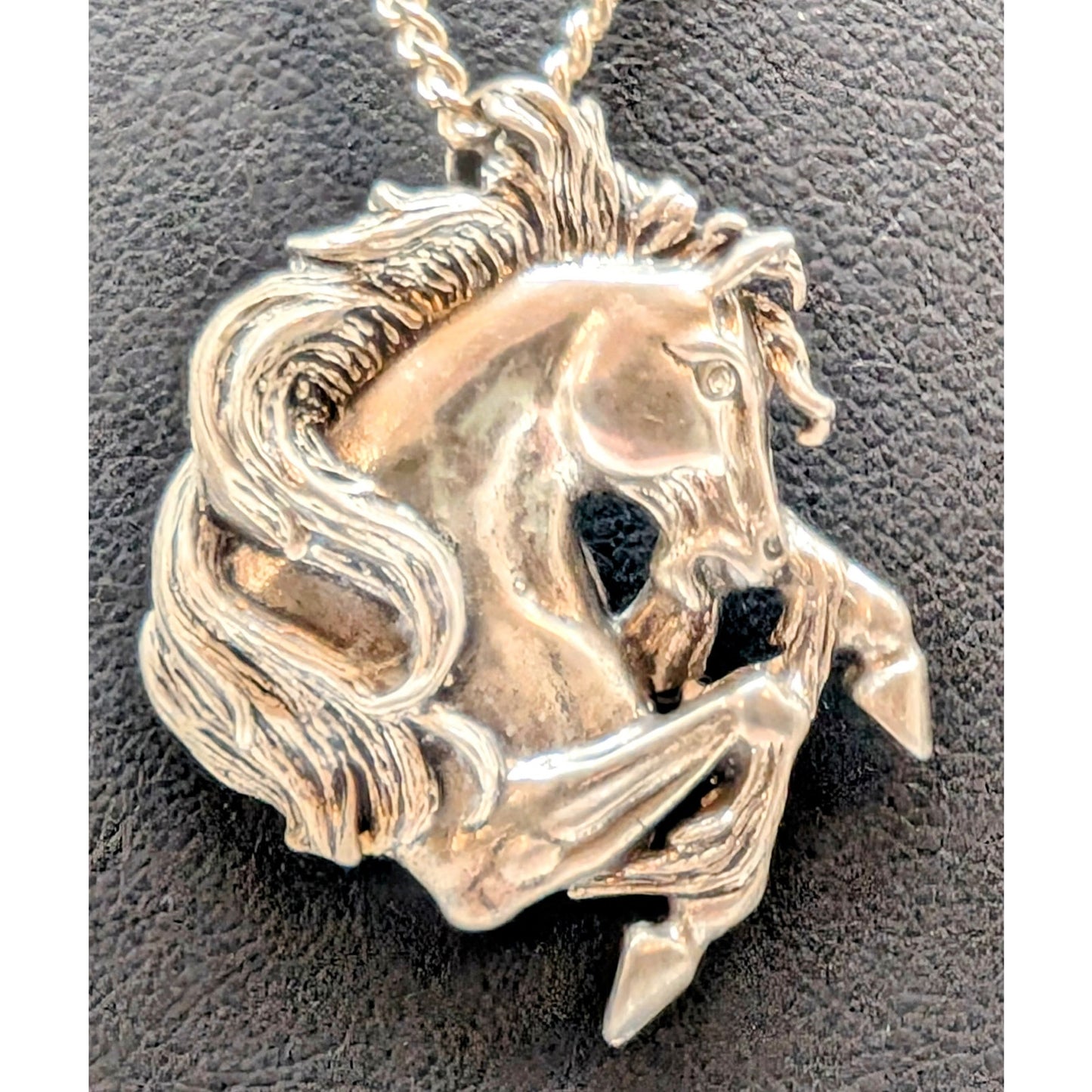 Vintage Signed Arthur Yazzie 925 Sterling Silver Handmade Horse Pendant Necklace