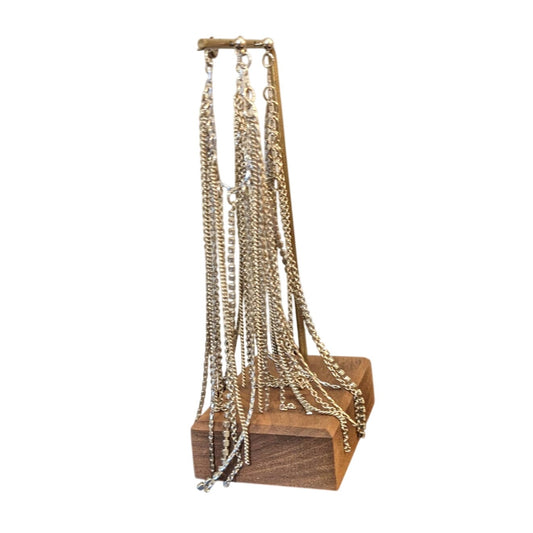 Silver Tone Long Strand Multi-Chain Post Earrings