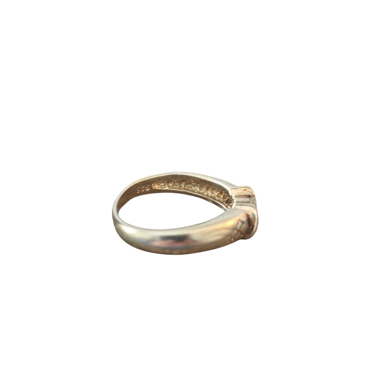 Marked 925 Sterling CZ Etched Ring Size 5 3/4--6