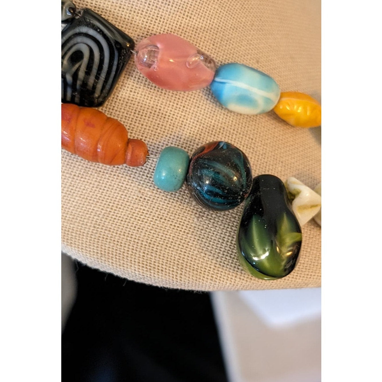 Long Multi Color Multi Shape Glass Bead Strung on Wire 64" Strand