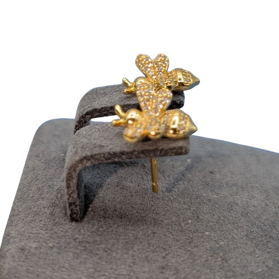 Nanette Lepore Gold Tone 925 Sterling Silver Cubic Zirconia Bee Stud Earrings