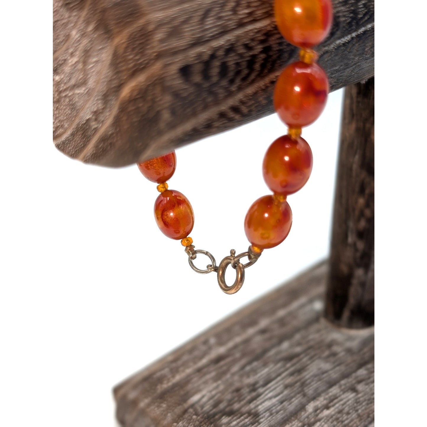 Amber Bead Wire Wrap Bracelet & Amber Look Vintage Bracelet
