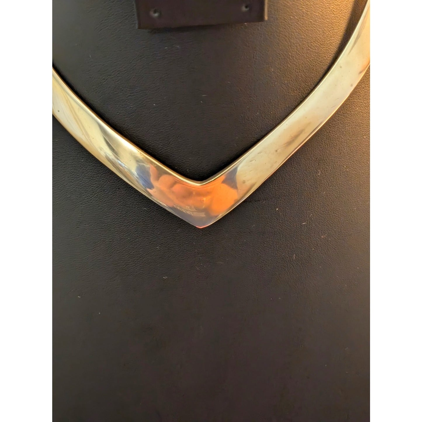 Vintage Polished Brass Gold Tone Metal V Collar Torque Necklace