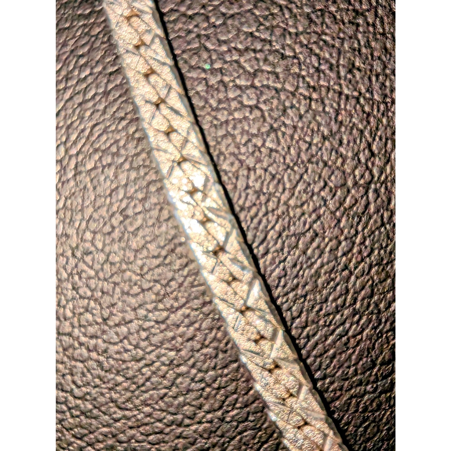 VTG 925 Sterling Silver Textured Diamond Cut Herringbone 3mm Chain 18" Necklace
