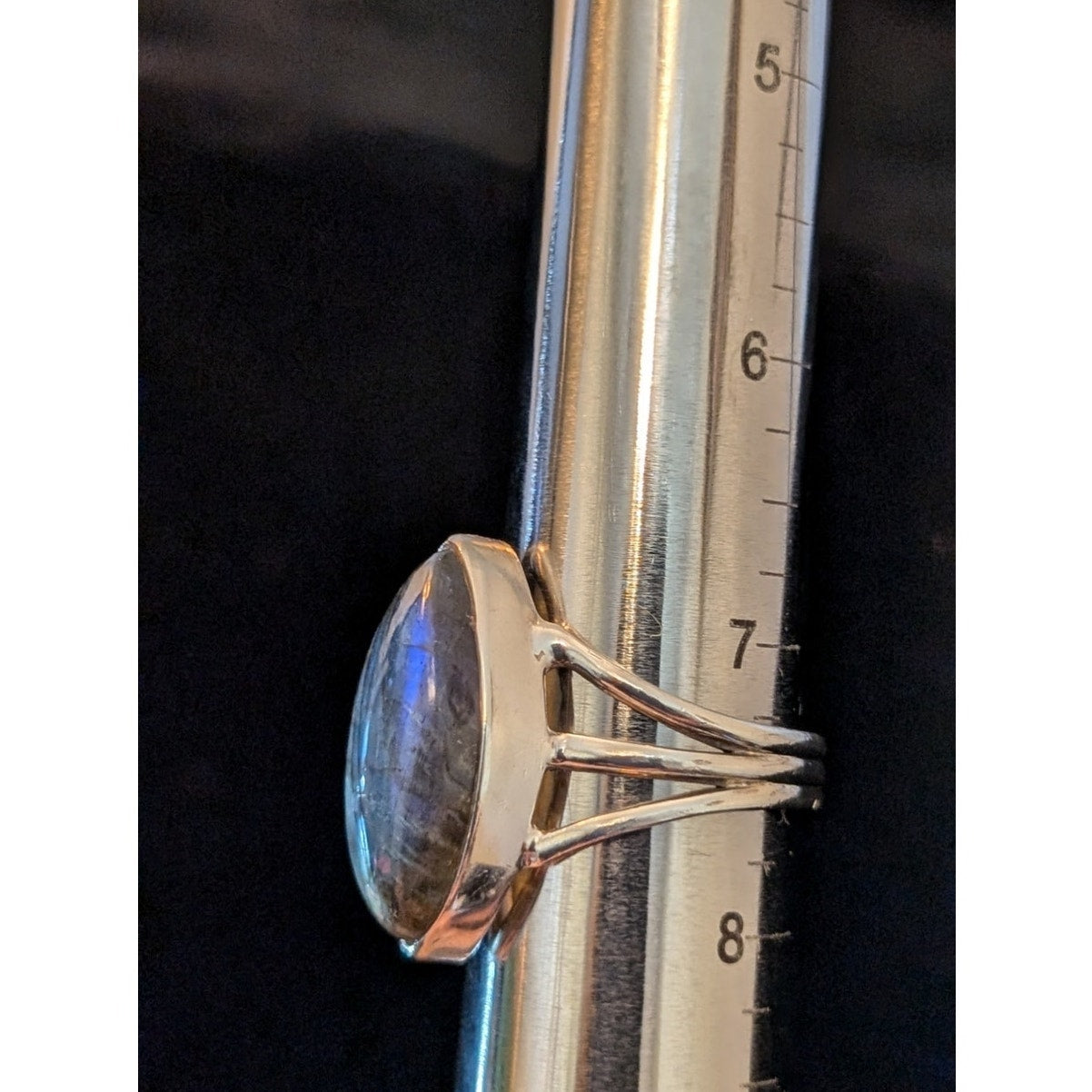 Vintage Marquis Labradorite Sterling Silver Split Shank Statement Ring Sz 7.5