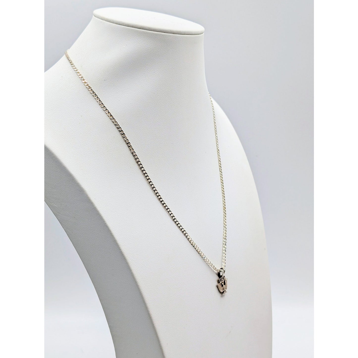 Vintage U.S Navy 925 Sterling Silver Pendant 22" Curb Chain Necklace