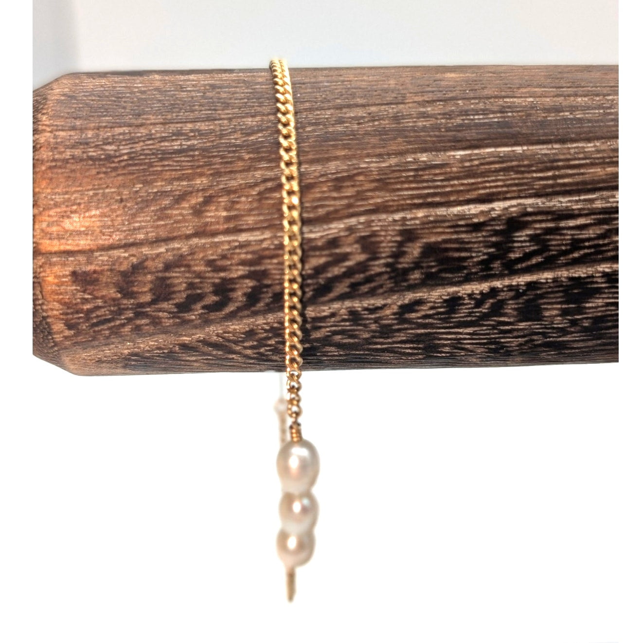 14K Gold Filled Three Freshwater Pearl Chain Bracelet