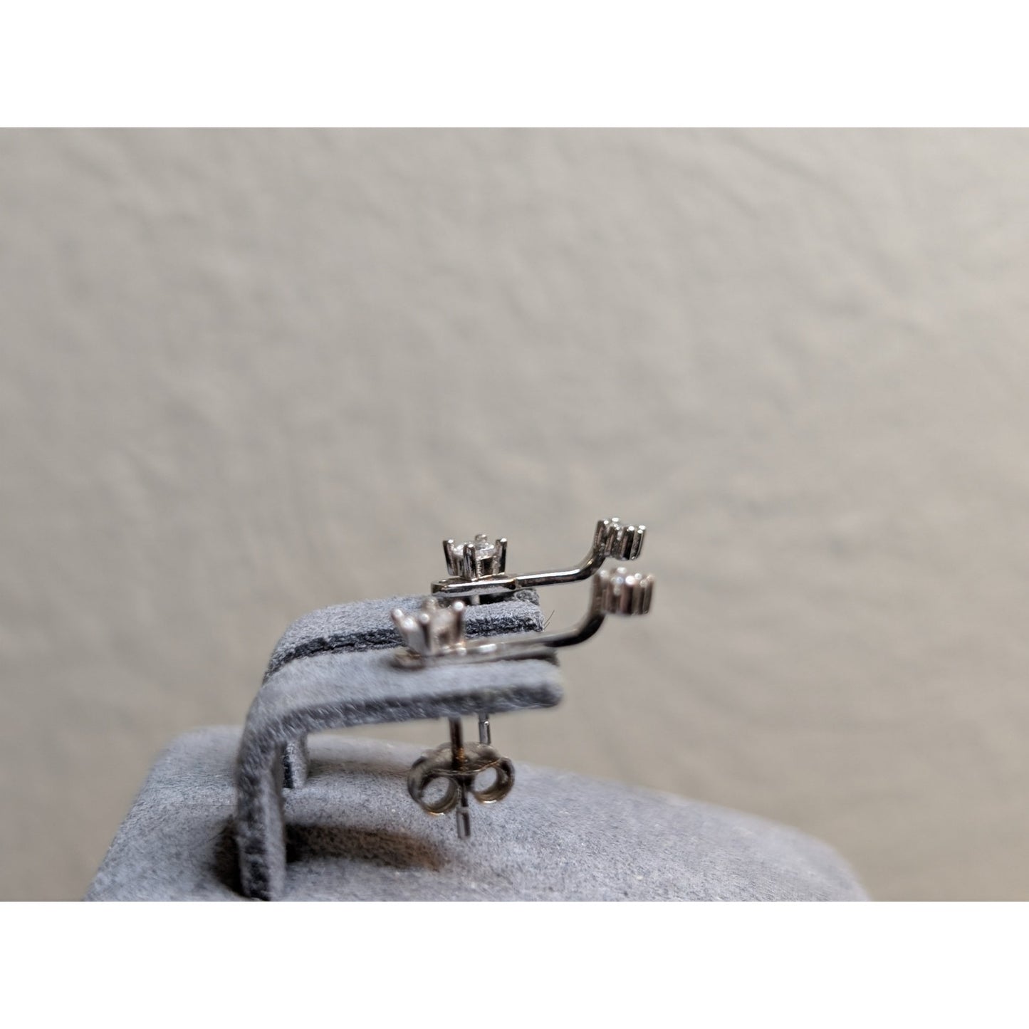 925 Sterling Silver Two Earrings in One CZ Stud W/ Attachment