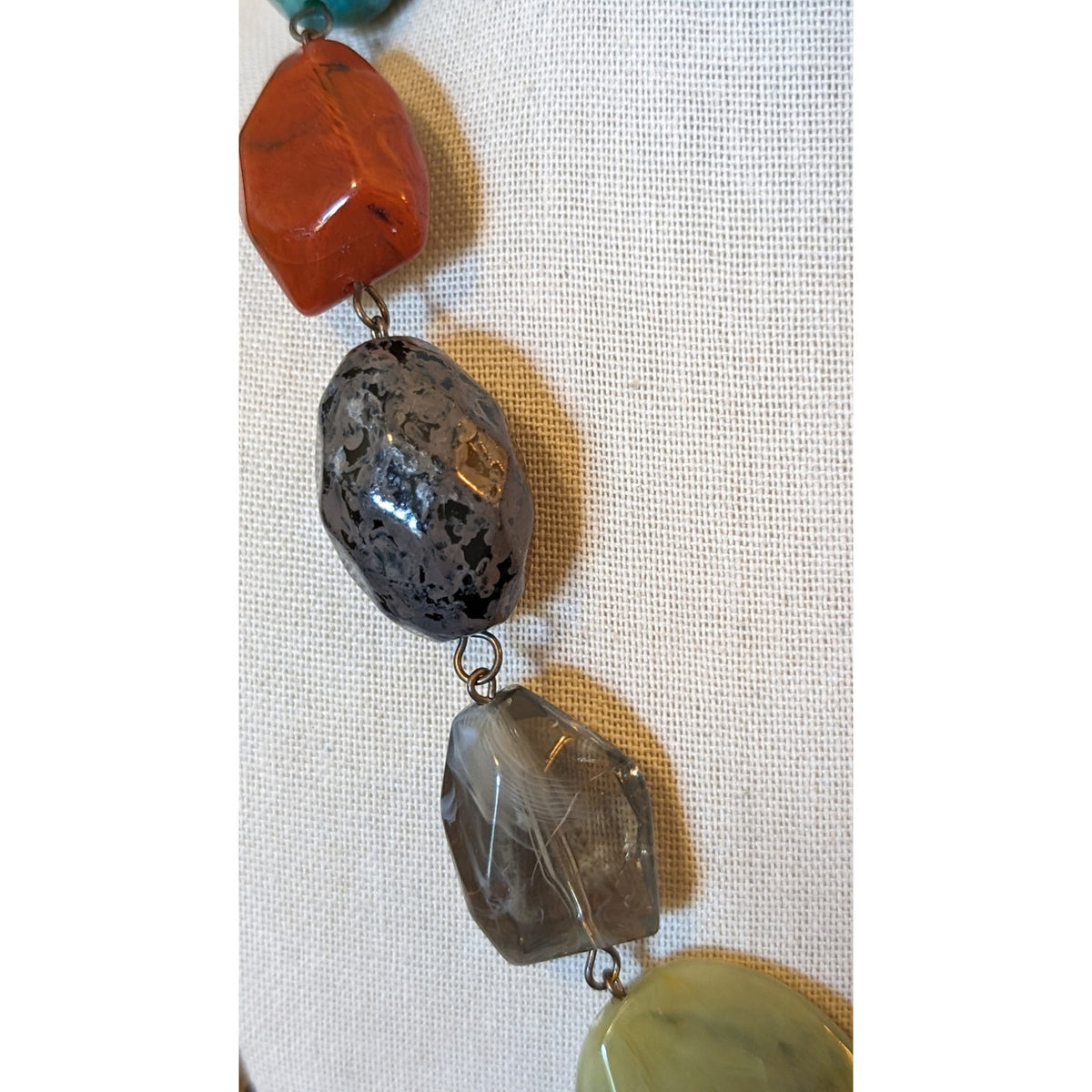 Chunky Multi-Color Multi-Shape Faceted Acrylic Bead Y-Drop Statement Necklace