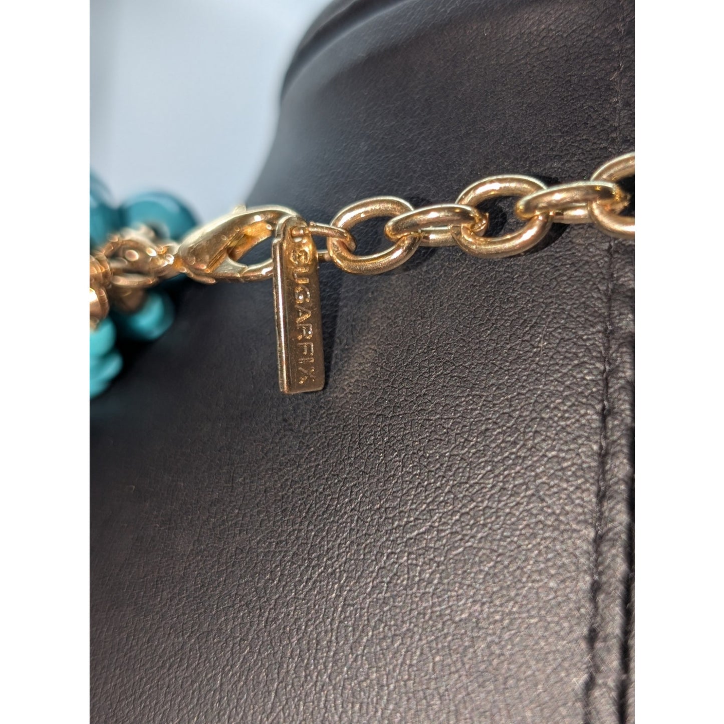 Sugarfix by Baublebar Multi Strand Faux Turquoise Gold Dangle Choker Necklace