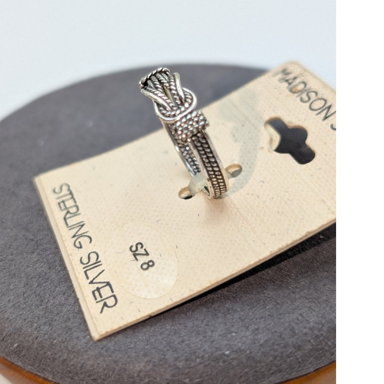 Vintage Madison Studio 925 Sterling Silver Textured Knot Ring Size 8