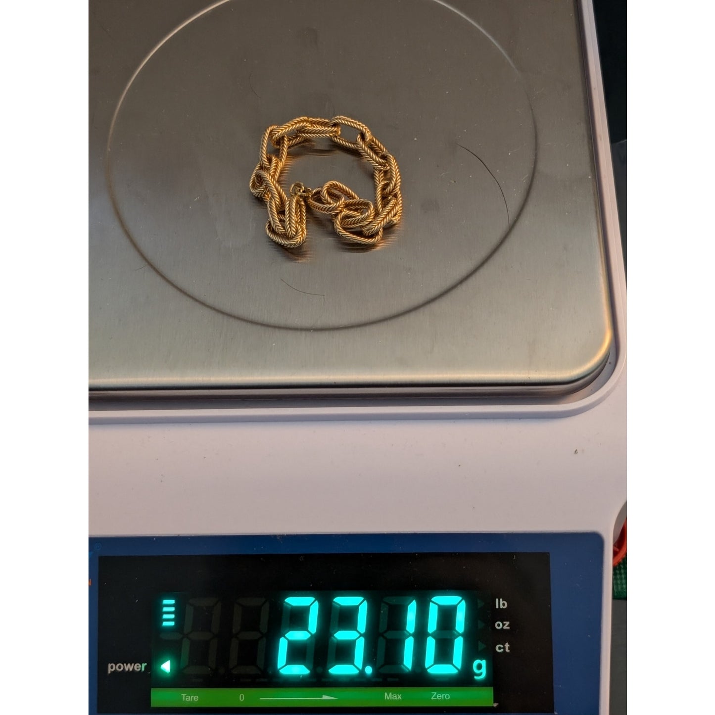 14Kt Yellow Gold Textured Double Link Chain Lobster Claw Clasp Bracelet