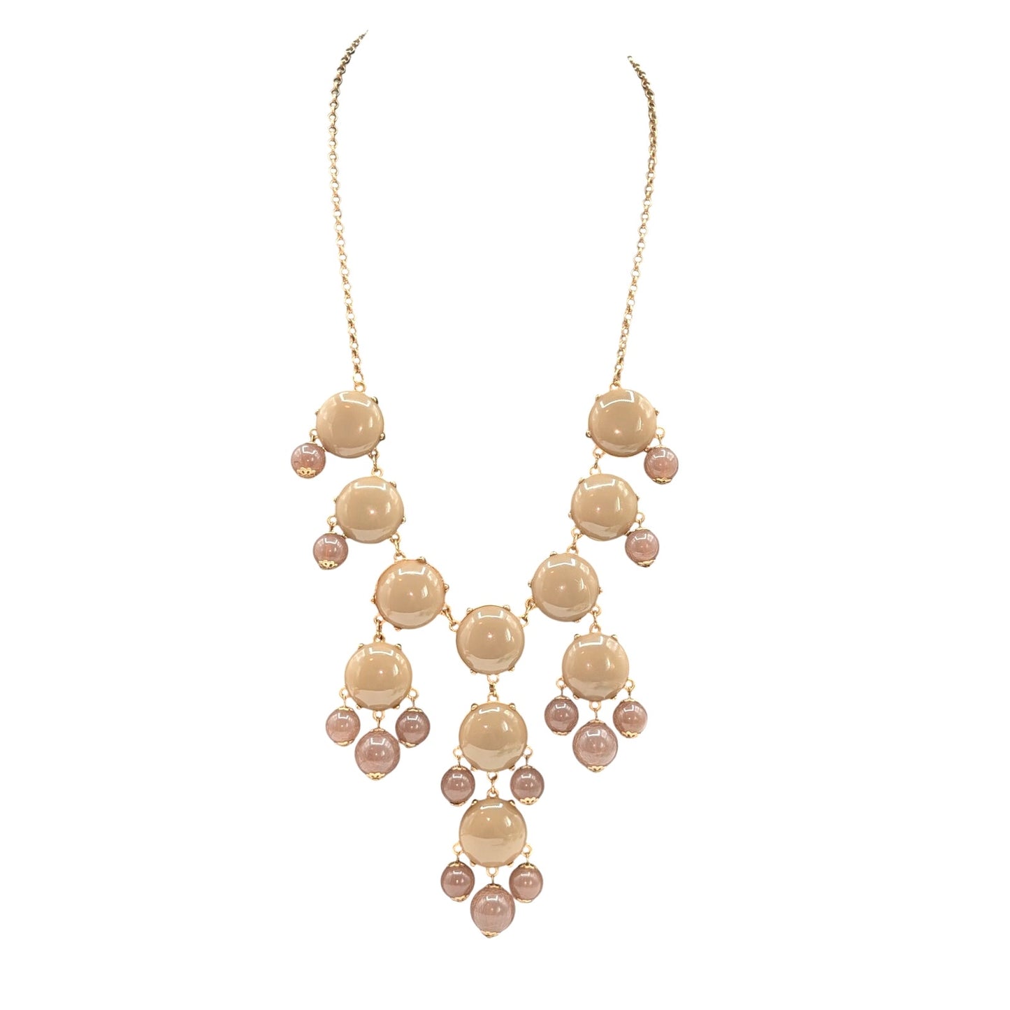 J. Crew Taupe Resin Cabochon Bold Dangle Gold Tone Statement Adjustable Necklace