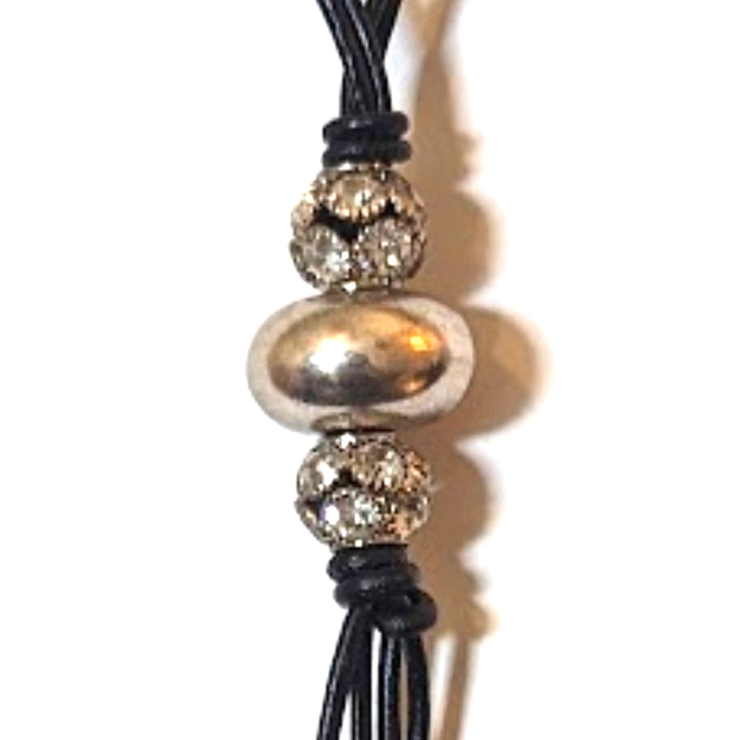Long Black Cord Dangle Necklace