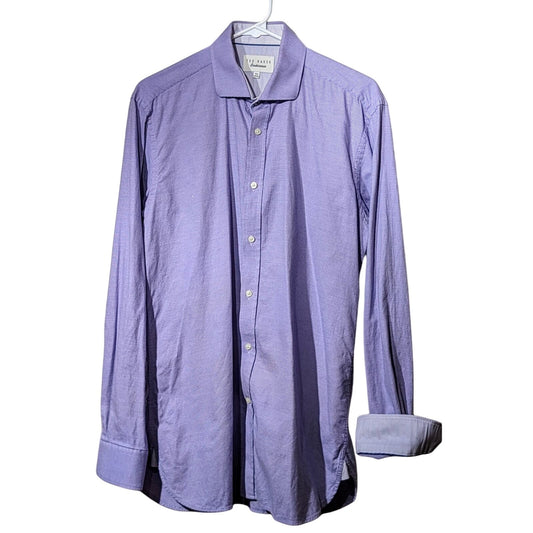 Ted Baker Purple Pin Dot Endurance Button Up Shirt Mens Sz 15.5 34/35