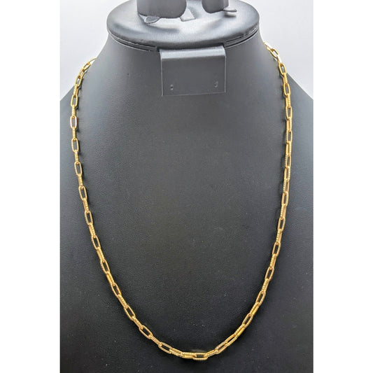 Textured Gold Tone Paper Clip 22.5" Chain Necklace