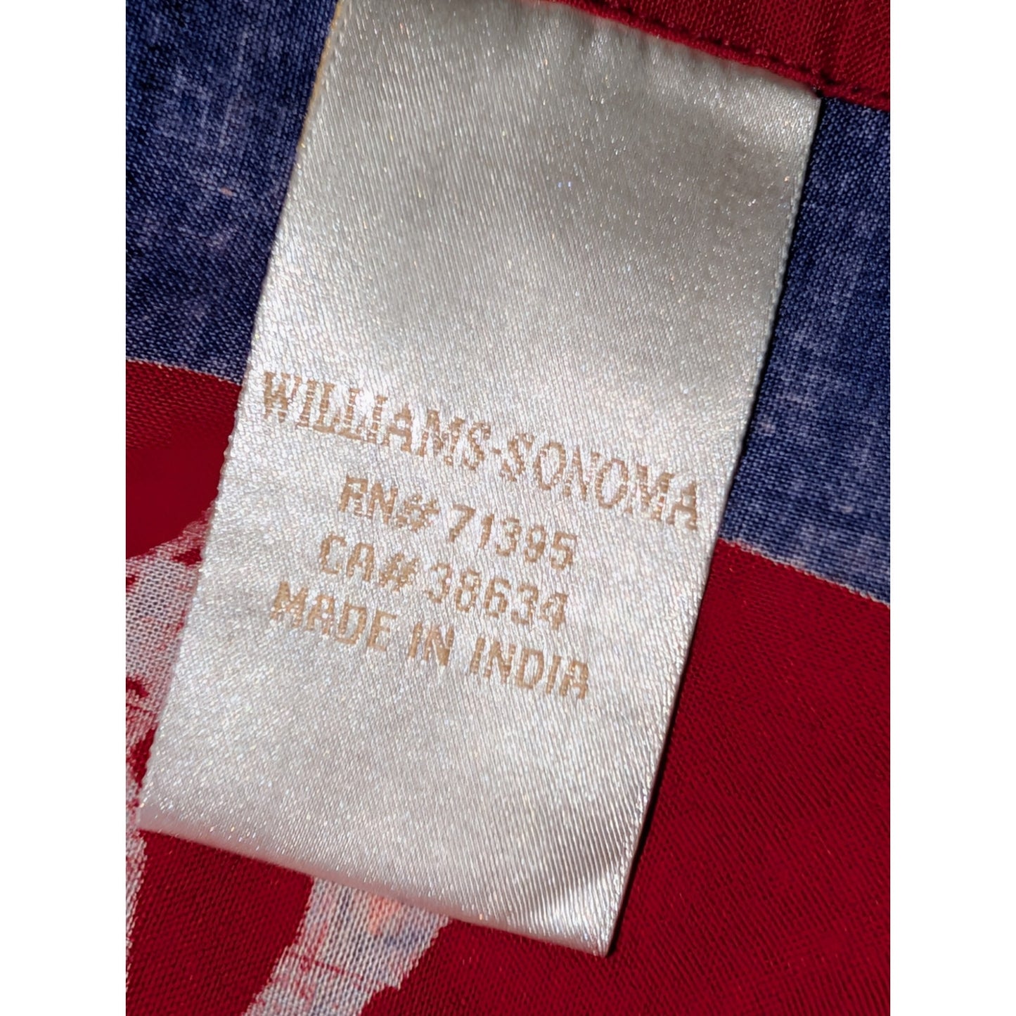Williams Sonoma Red French Script Rooster 100% Cotton 70" Round Table Cloth