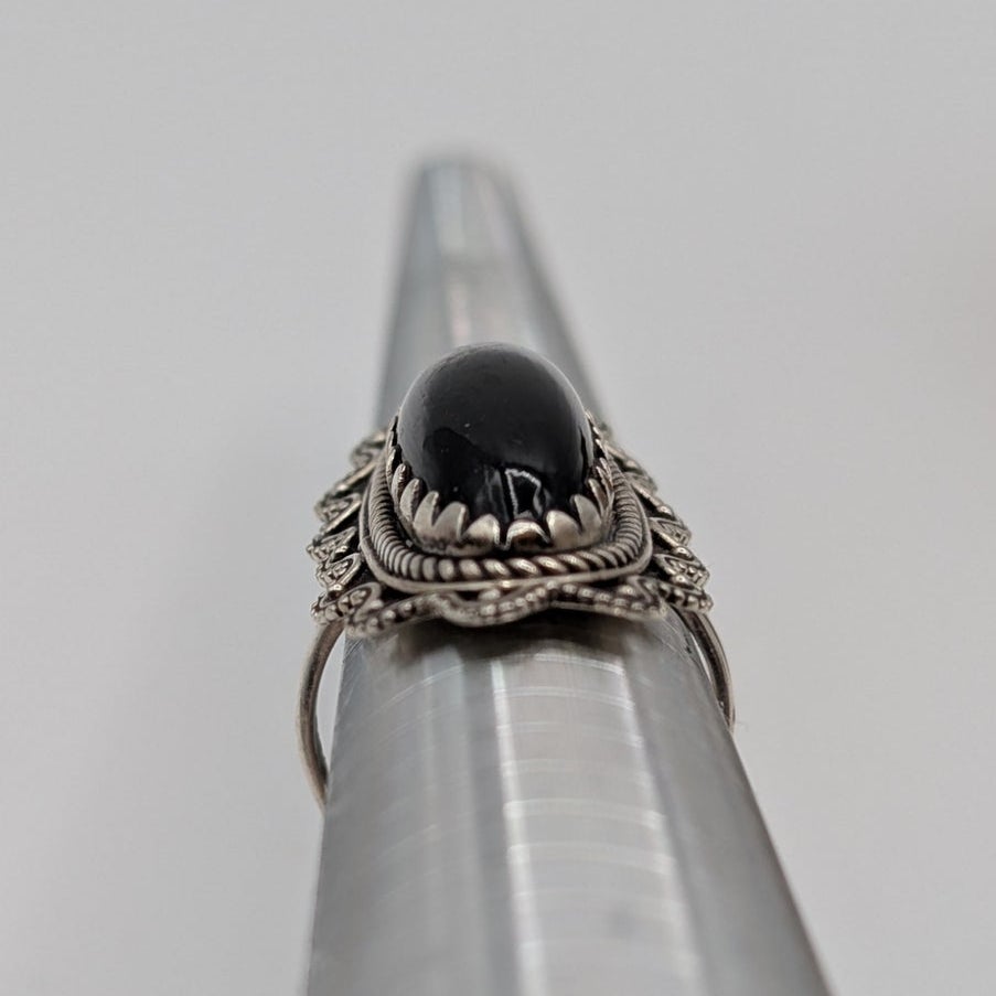 Vintage 925 Sterling Silver Black Onyx Southwest Ring 10.94g