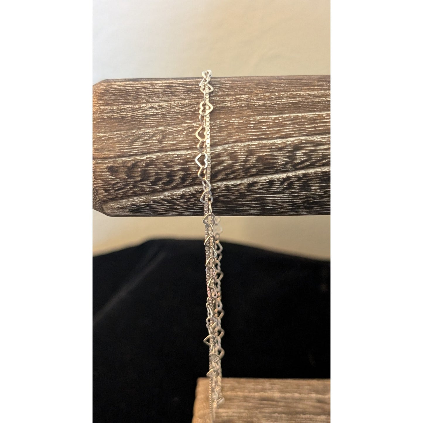 Double Strand Box & Heart Chain 925 Sterling Lobster Claw Ankle Bracelet
