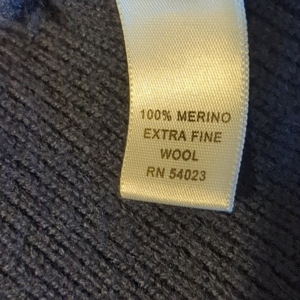 Banana Republic 100% Extra Fine Merino Wool Navy Sweater Cape Womens Sz M/L