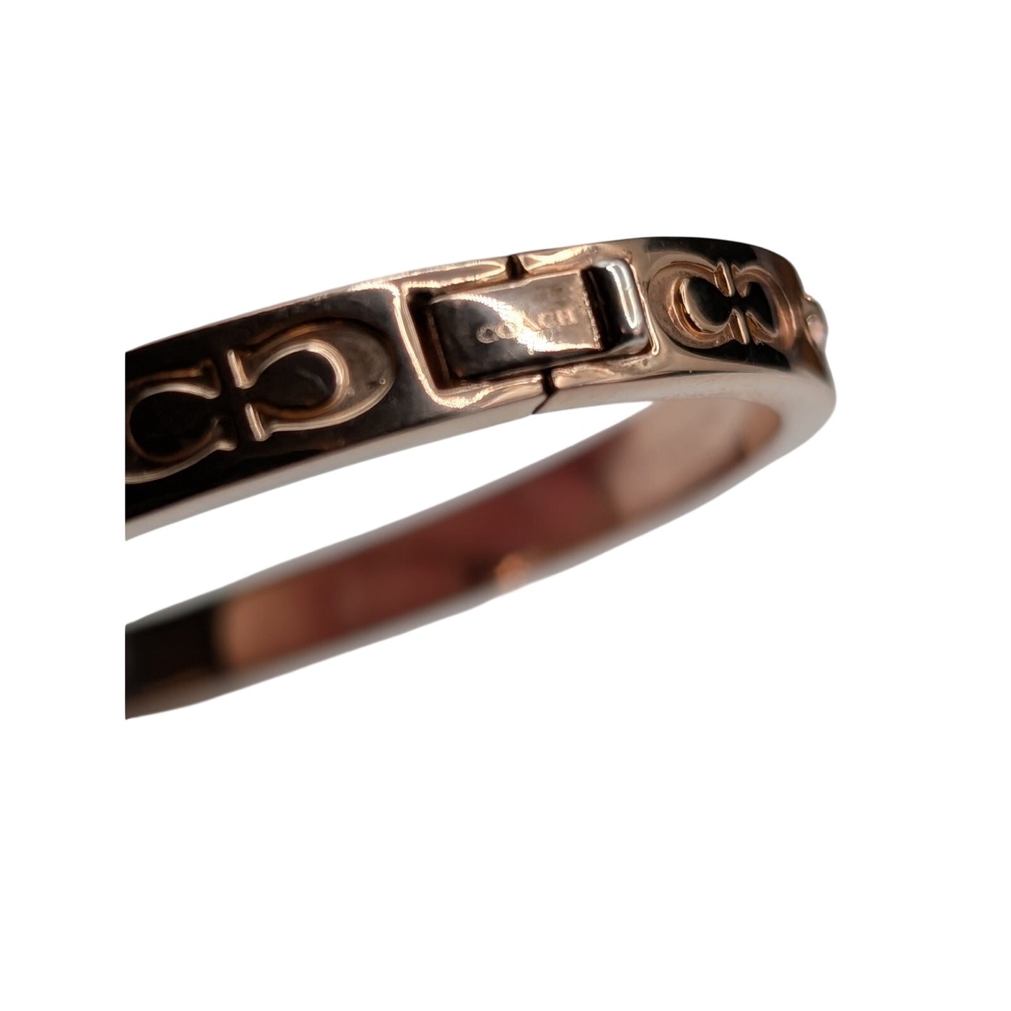 Coach Outlet Signature Kissing 'Cs' Hinged Plated Rose Metal Bangle Bracelet