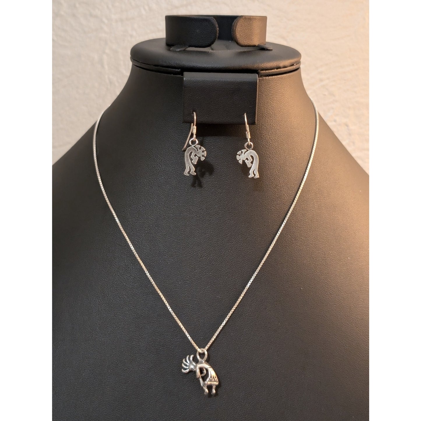 Navajo Kokopelli Sterling 18" Necklace & Earring Set
