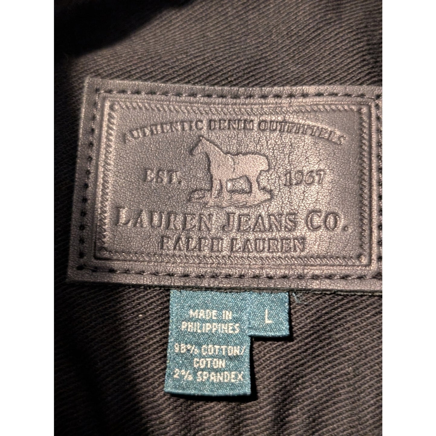 Vtg Lauren Jeans Co Ralph Lauren Black Denim Jean Jacket W/ Gold Buttons Sz L