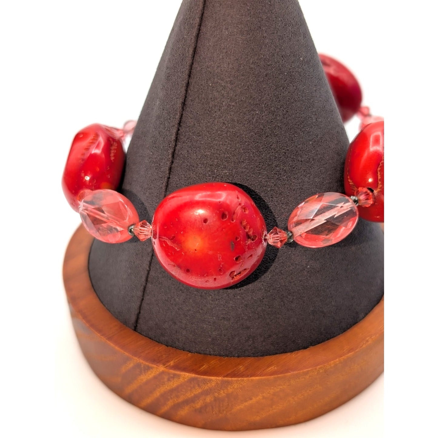 Dabby Reid Chunky Four Piece Coral & Faceted Crystal Bead Bracelet