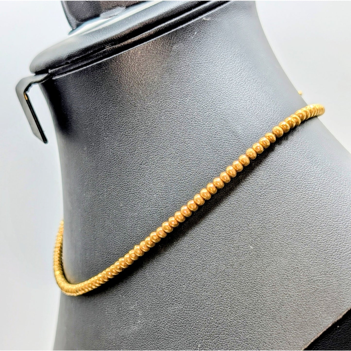 Vintage Monet Wire Strung Small Gold Tone Bead Toggle Choker 17.25" Necklace