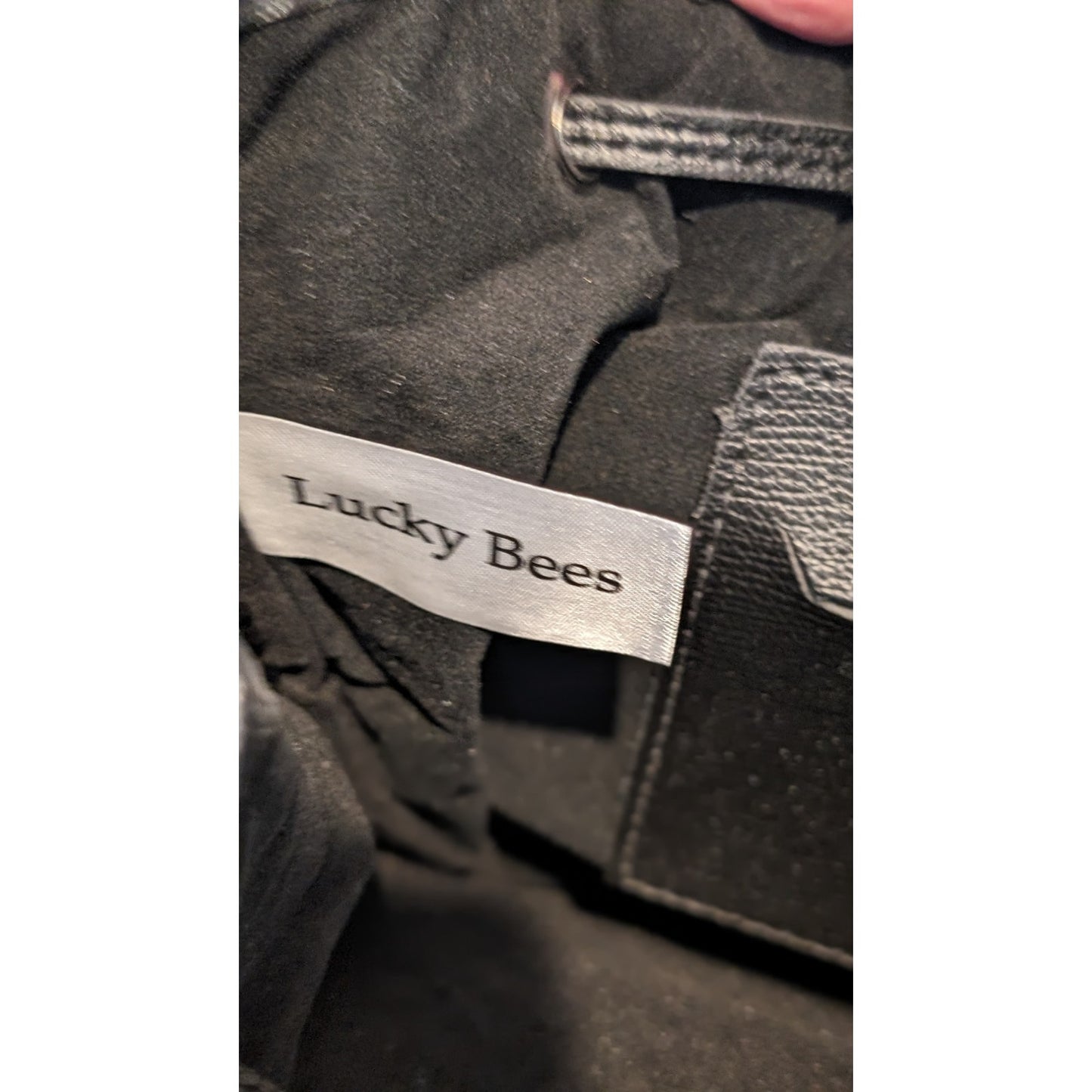 Lucky Bees Quilted Black Backpack