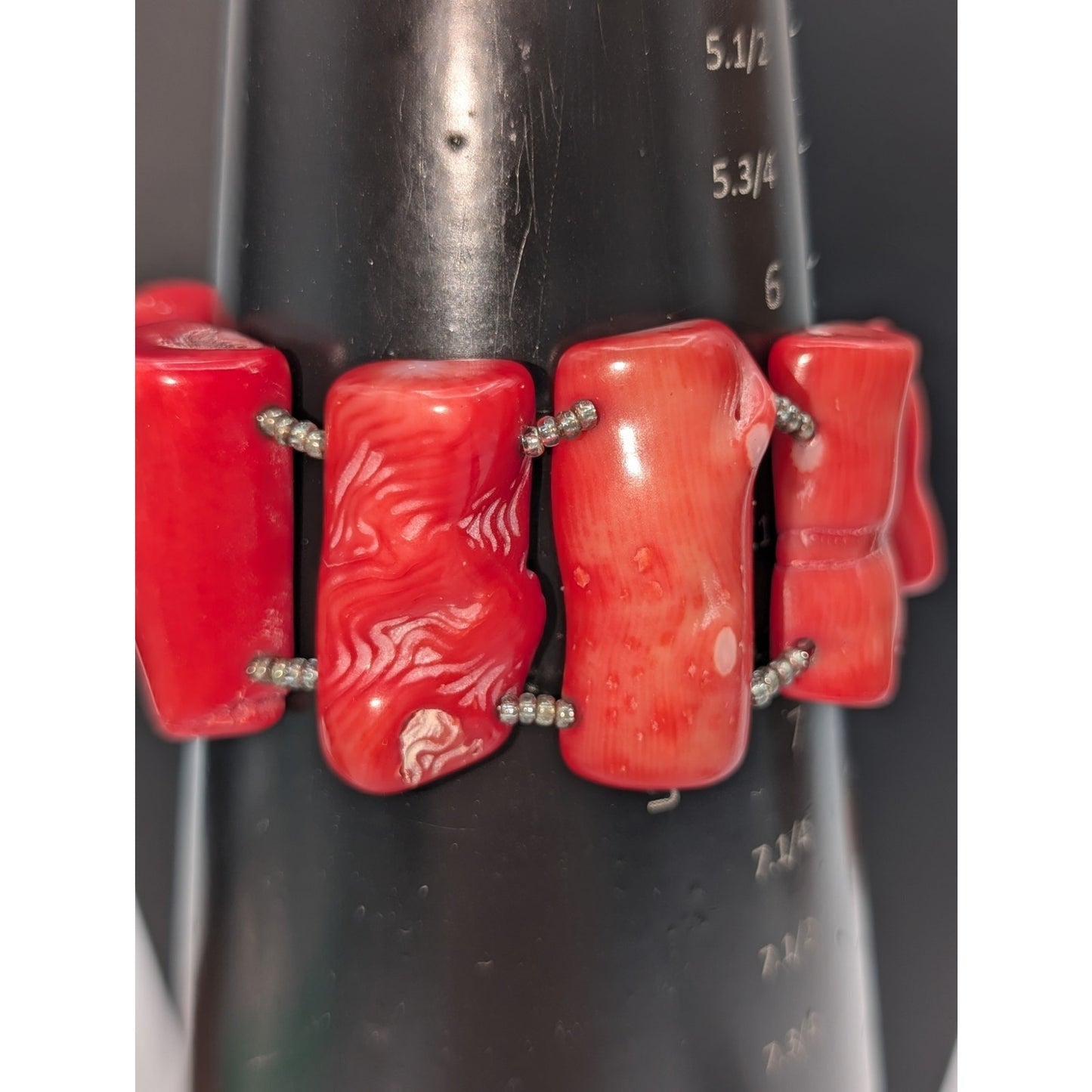 Chunky Coral 7" Beaded Bracelet