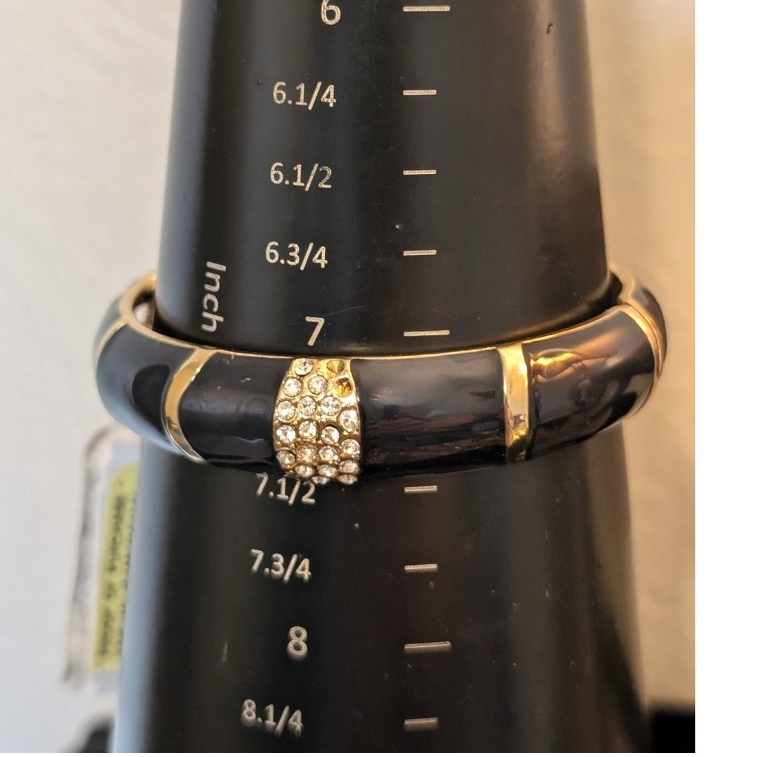 Black Enamel Clamper Monet Gold Tone Bangle & CZ Tennis Bracelet Lot