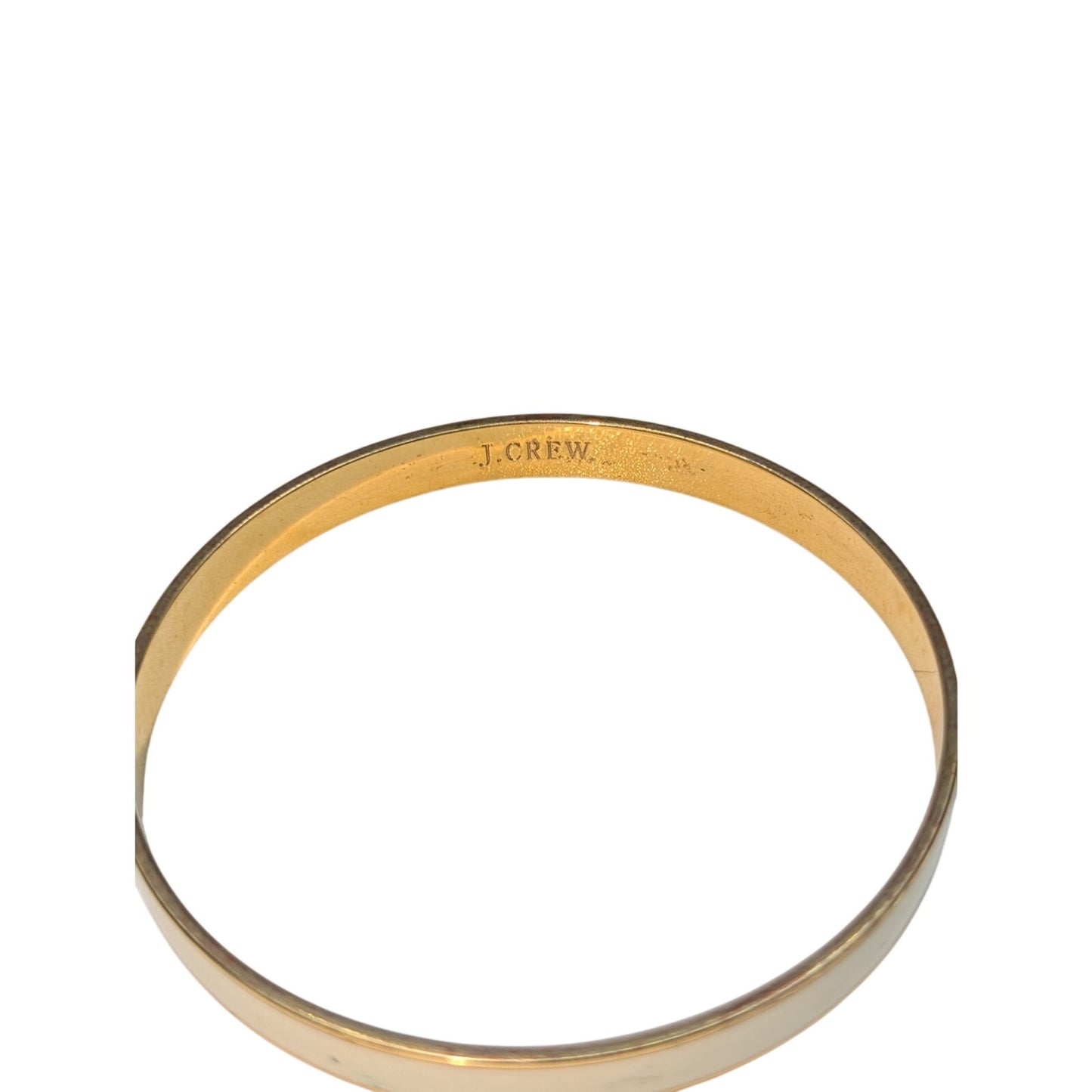 J.Crew Cream Enamel Gold Tone 1/4" Bangle Bracelet