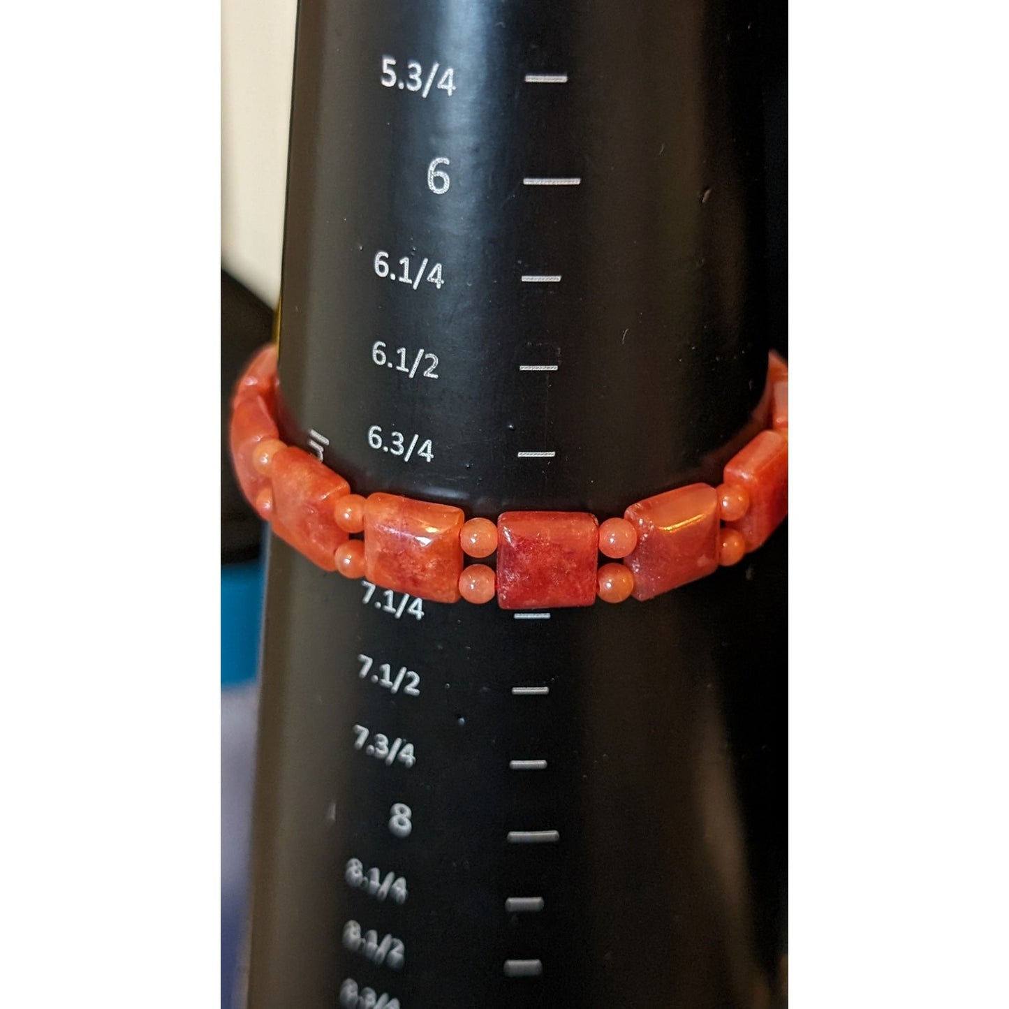 Reddish Brown Stone Bead Stretch Bracelet