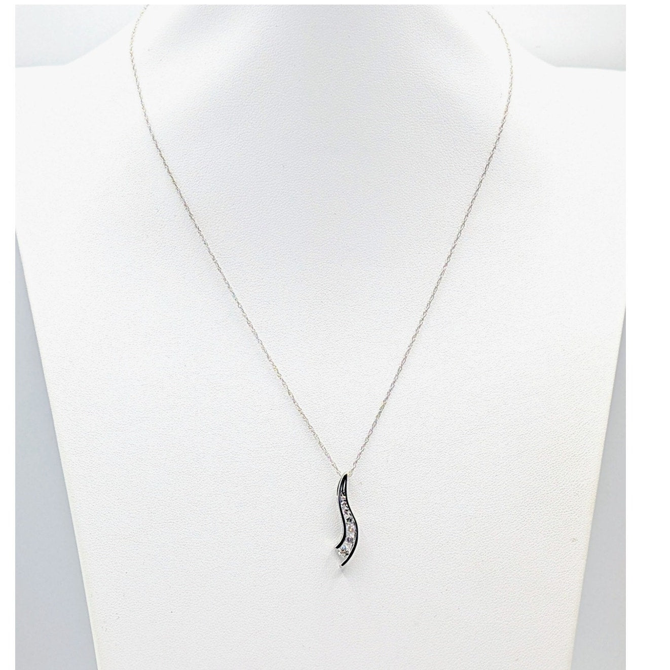 14K White Gold Diamond Journey Pendant 18" Necklace 2.46g