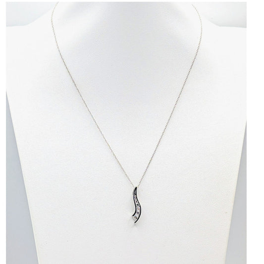 14K White Gold Diamond Journey Pendant 18" Necklace 2.46g