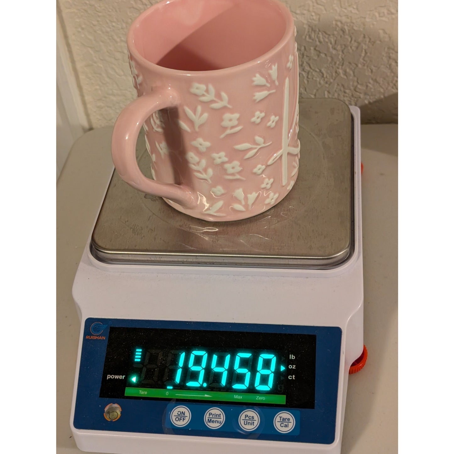 Sunday Mornings Ceramics Pink Floral Initial K Monogram Coffee Tea Mug