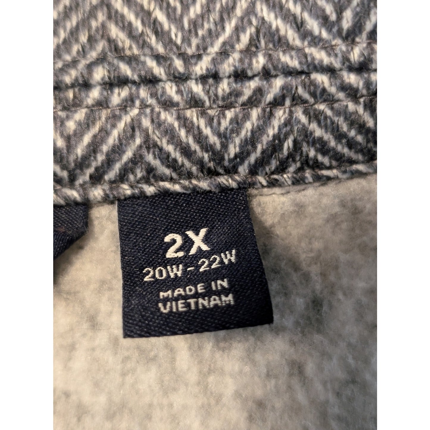 Lands' End Gray Chevron-Herringbone Fleece-Lined One Button Blazer Womens Sz 2X