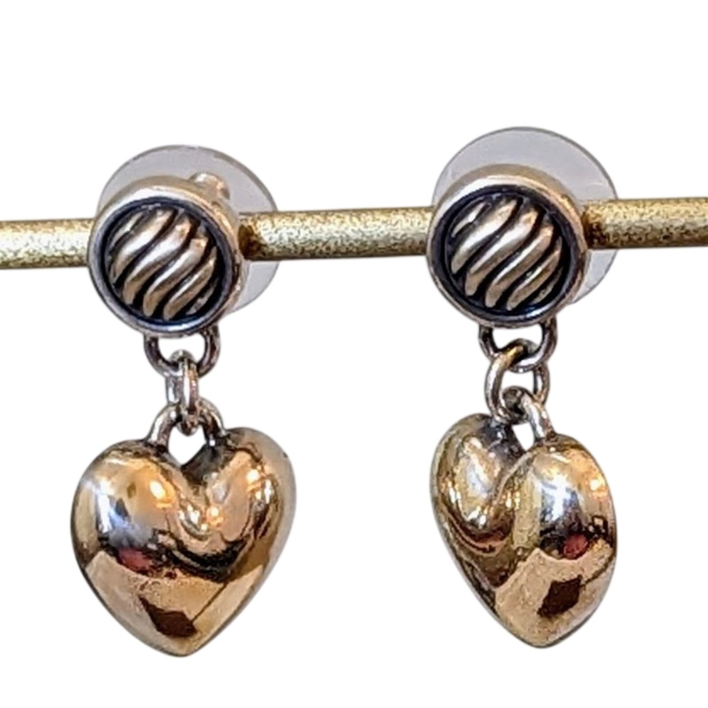 Brighton Puff Heart Dangle Post Earrings With a Surprise in the Back