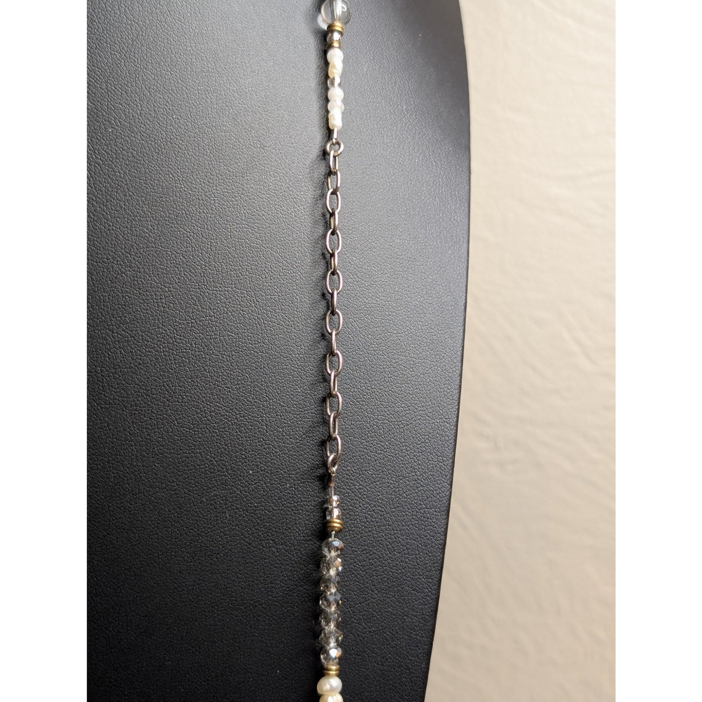 SILPADA Jewelry Stardust 54" Sterling Silver Brass Pearl Crystal Beaded Necklace