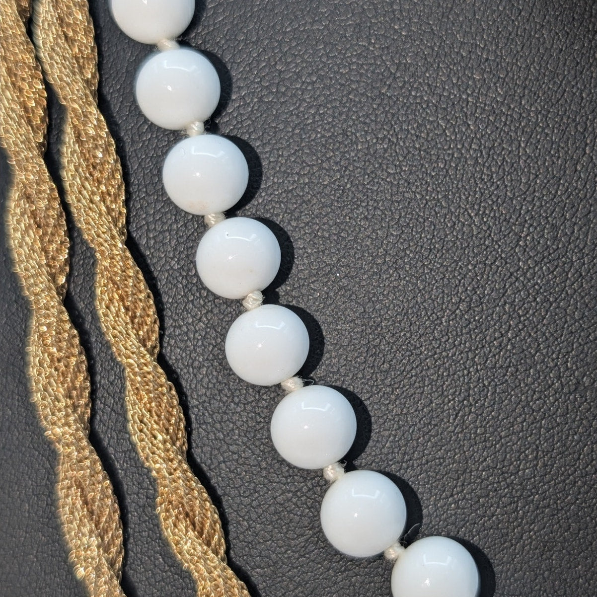 Vintage White & Gold Layered Necklace Jewelry Lot