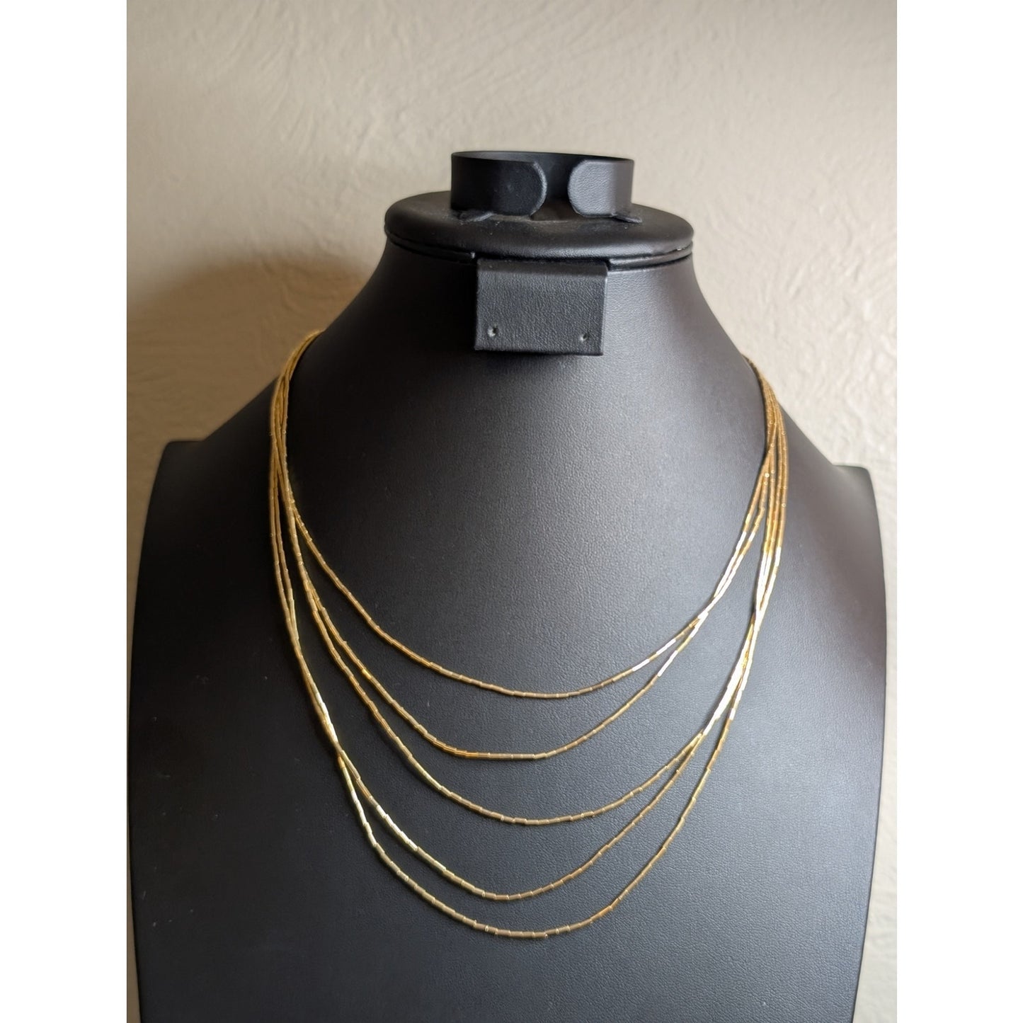 Vintage Five Strand Liquid Gold Filled Bead 18" Necklace