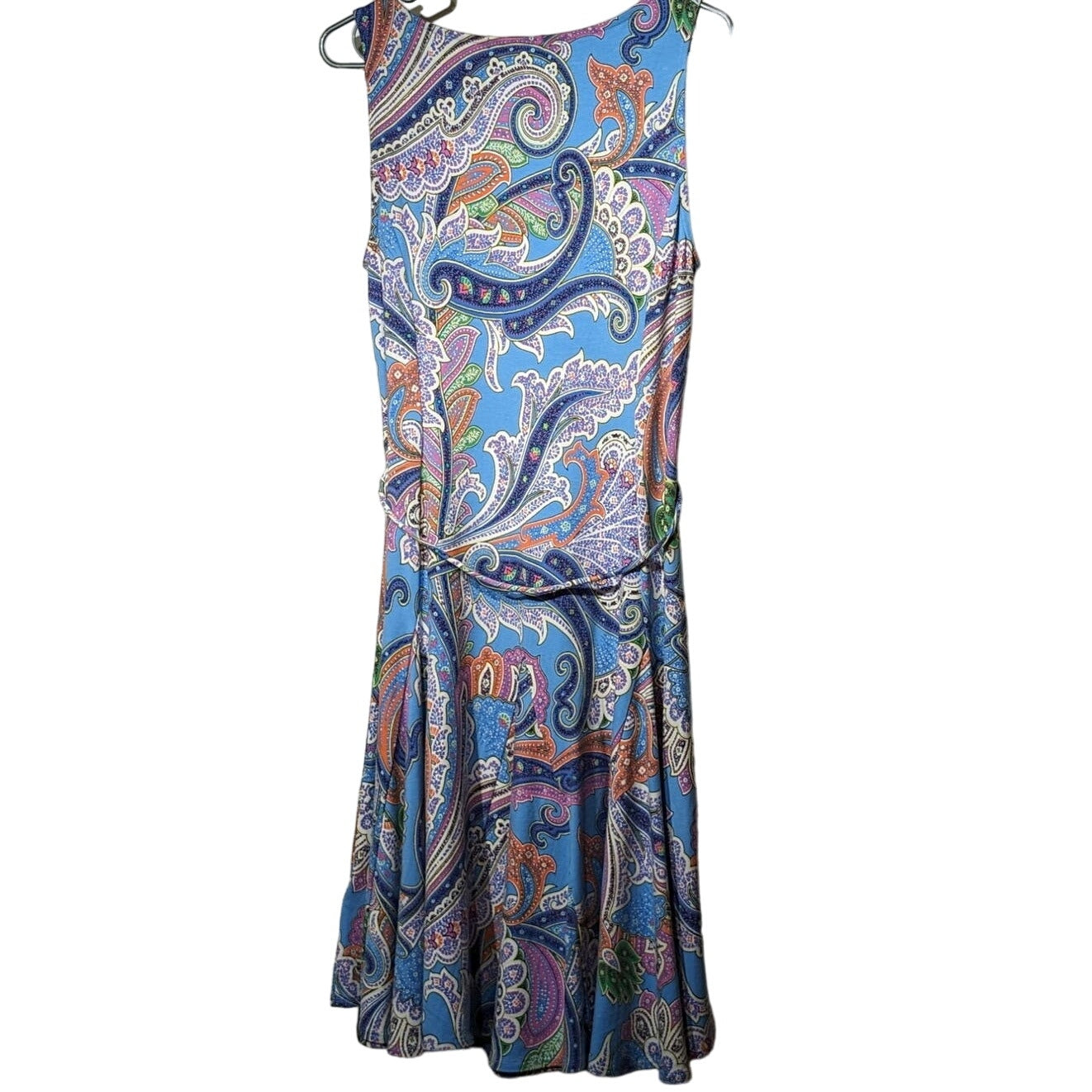 Lauren Ralph Lauren Paisley Multi Color Panel Flare Sleeveless Dress Size M