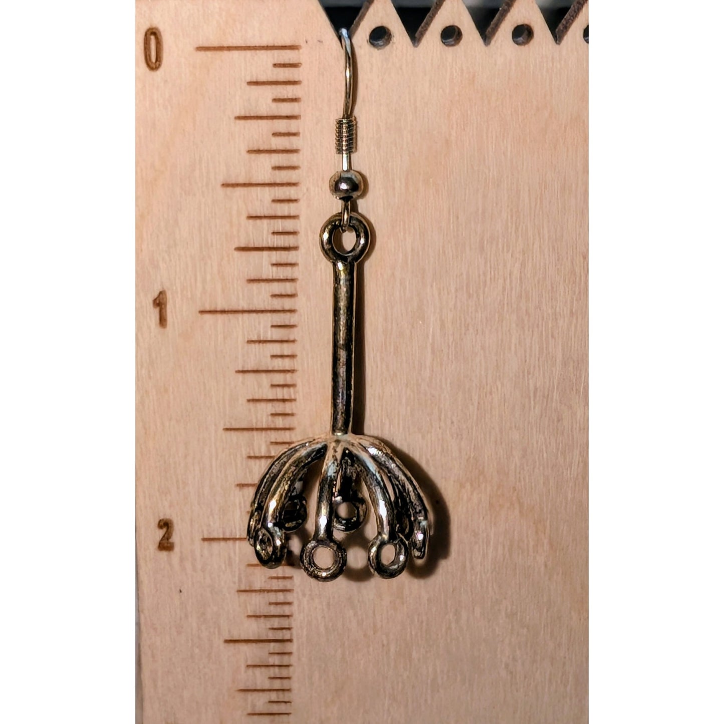 Silver Tone Dandelion Dangle Wire Hook Earrings